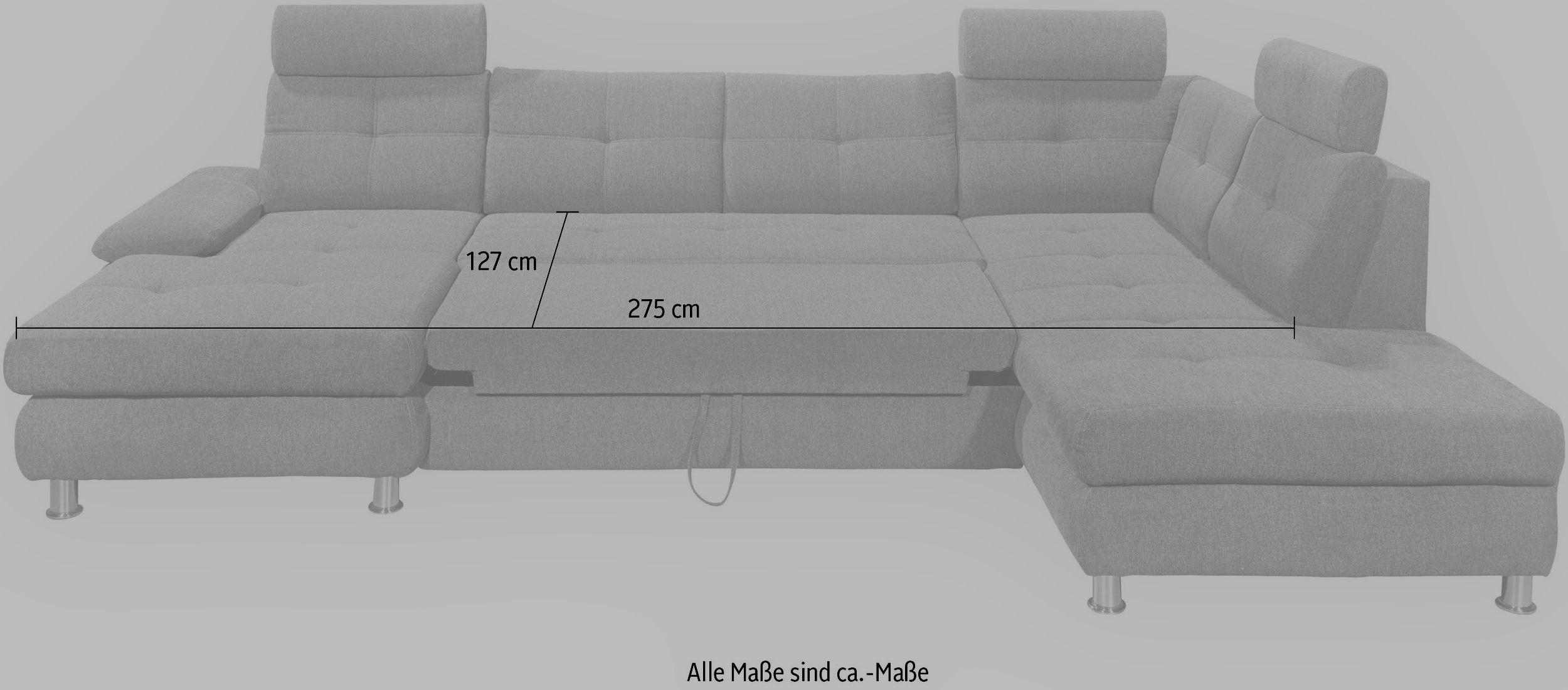Thumbnail - ed exciting design Wohnlandschaft, Aubergine, Textil, 5-Sitzer, U-Form,L-Form, 349x88x233 cm, Wohnzimmer, Sofas & Couche...