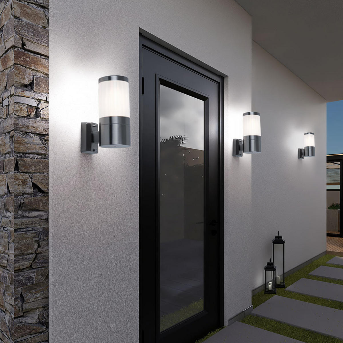 LED AUSSENLEUCHTE Edelstahl Silber - Silberfarben, Metall (15.5/15.5/24cm) - Globo Lighting