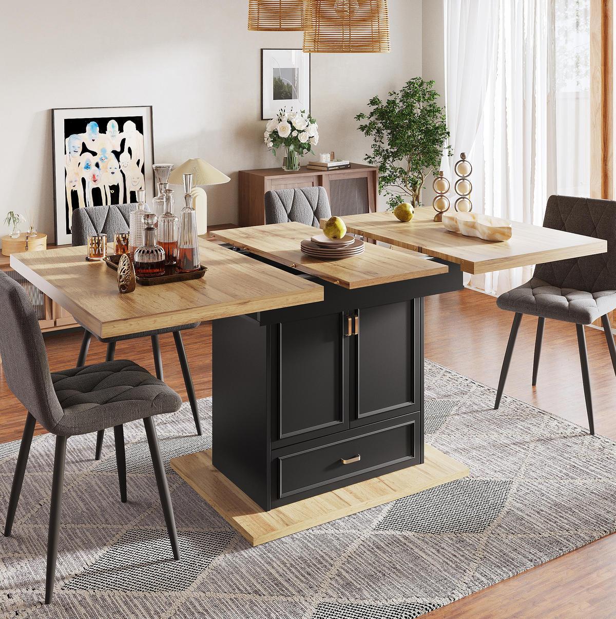 ROZKLÁDACÍ jídelní stůl 110-140/80/75 cm s úložným prostorem, odolnou MDF deskou a stabilní základnou, Přírodní dřevo - přírodní, kompozitní dřevo (110/80/75cm) - Redom
