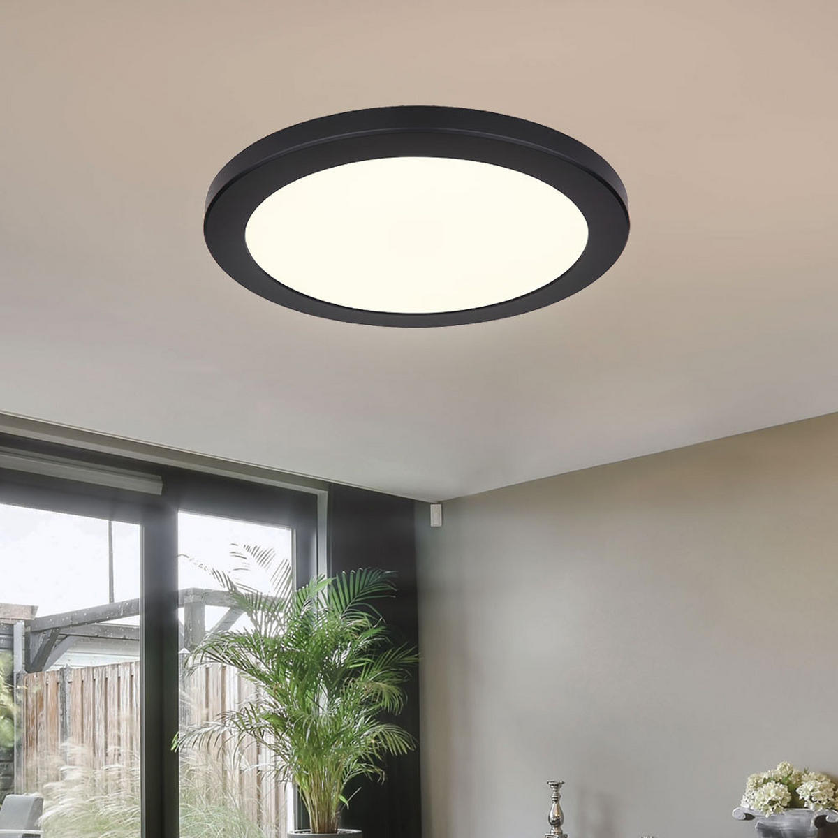 LED DECKENLEUCHTE Kunststoff Schwarz - Schwarz, Kunststoff (29.8/29.8/1.8cm) - Globo Lighting