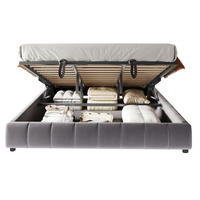 POLSTERBETT 180/200 cm grau mit LED-Beleuchtung und hydraulischem Stauraum - Grau, Textil (180/200cm) - OKWISH