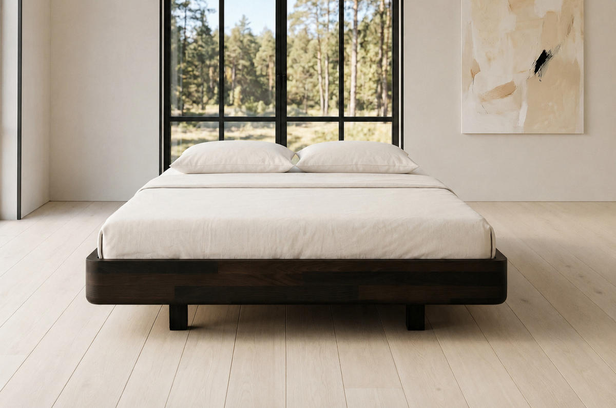 MASSIVHOLZBETT Lena Flat, 180/200, Buche - lackiert, Palisanderfarbe - Wengefarben, Holz/Buchenholz (180/200cm) - Visby