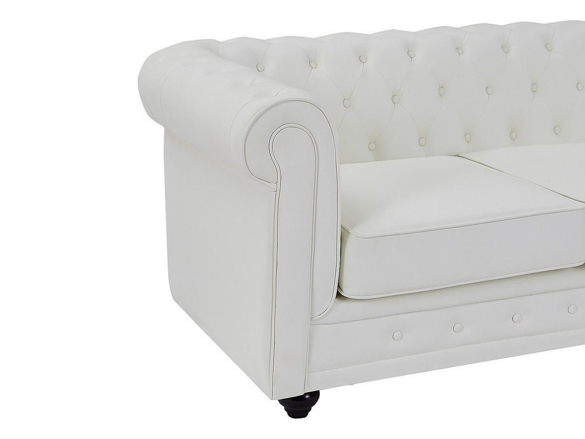 SOFA 2-Sitzer - Kunstleder - Weiß - CHESTERFIELD - Weiß, Leder (168/72/88cm) - Vente-Unique