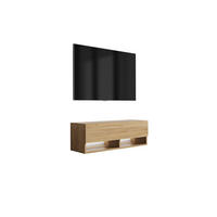 TV-LOWBOARD 100 cm Eiche Craft, weiße LED, 100 × 32 × 34 cm - Braun, Holzwerkstoff (100/33.6/32cm) - 3XE LIVING