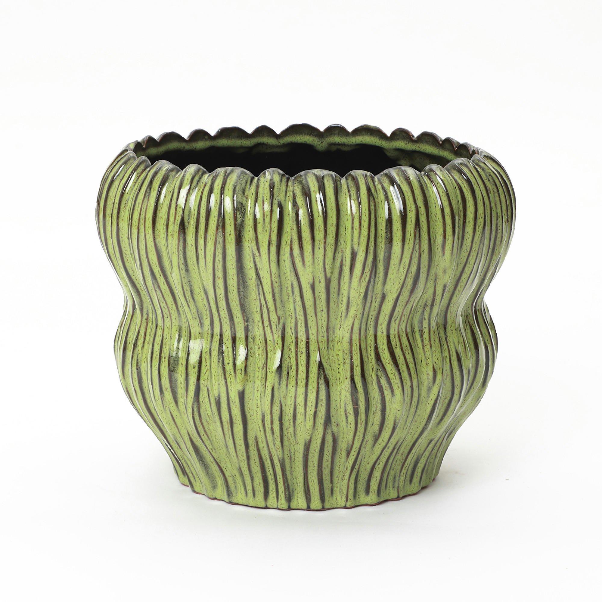 GRÜNER Keramik-Blumentopf, Durchmesser 26 cm, Höhe 24,5 cm - Grün, Keramik (25cm) - Hometopia