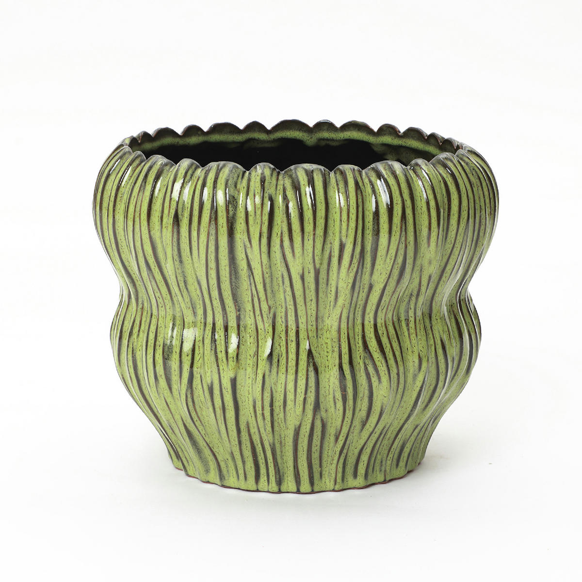 GRÜNER Keramik-Blumentopf, Durchmesser 26 cm, Höhe 24,5 cm - Grün, Keramik (25cm) - Hometopia