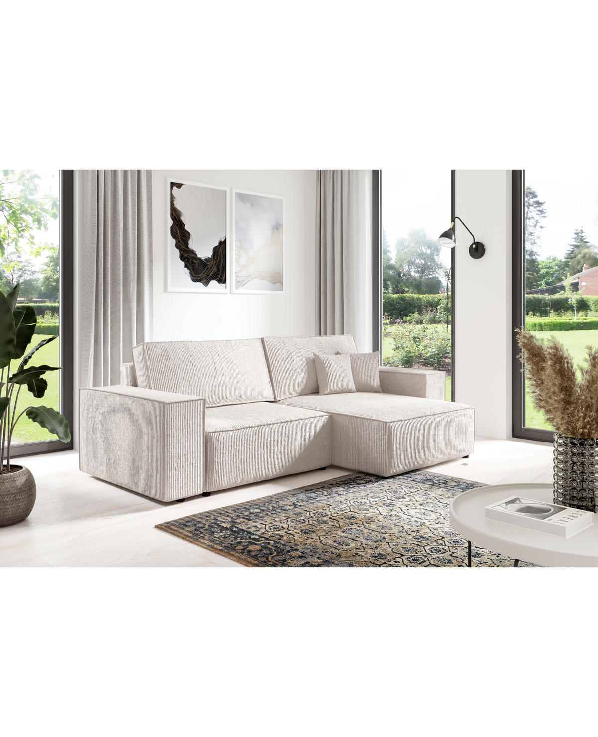 ECKSOFA mit Schlaffunktion Grau Anthrazit - Dunkelgrau, Textil (257/148cm) - Furnisell