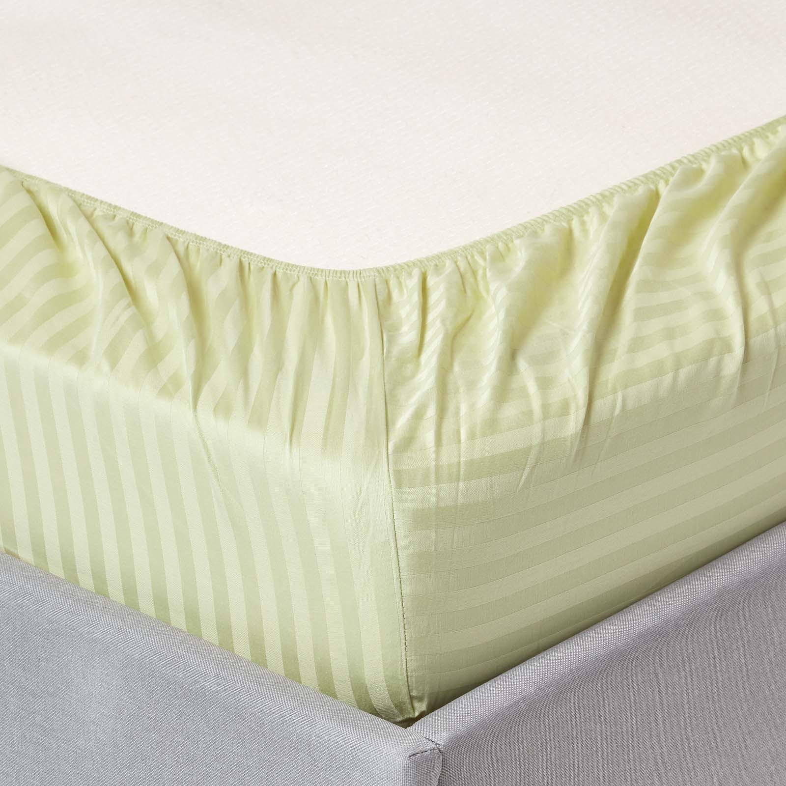 SPANNBETTLAKEN Damast gestreift, 100% Ägyptische Baumwolle - Grün, Textil (180/200cm) - Homescapes