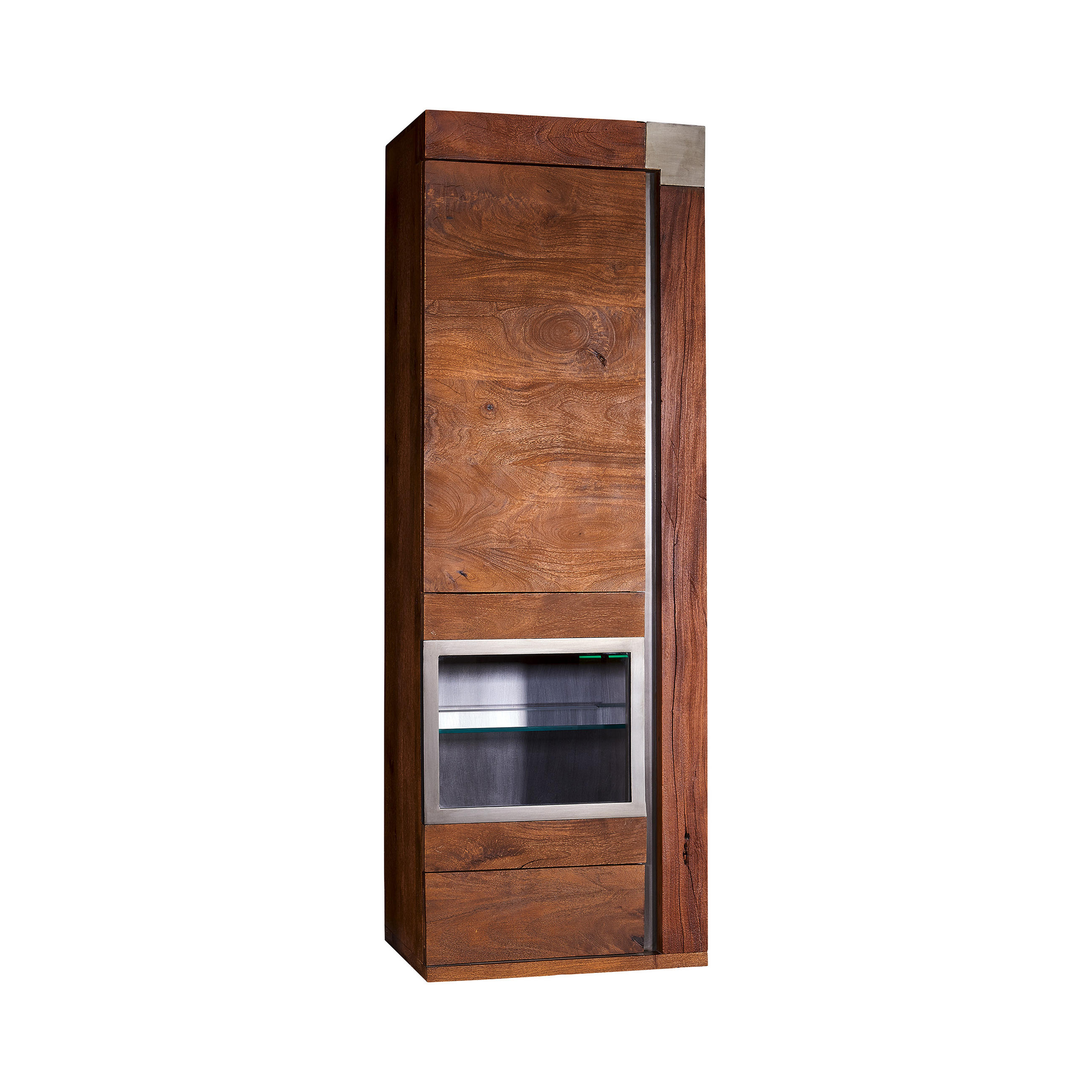 HÄNGEVITRINE Mango 48x35x142 braun lackiert Amsterdam #12 - Braun, Holz (48/142/35cm) - Massivmoebel24