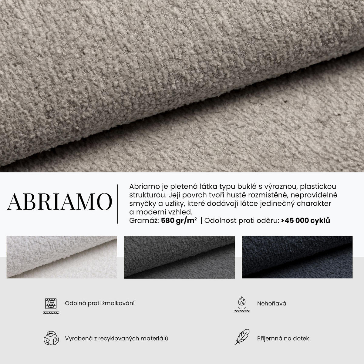 ROHOVÁ SEDAČKA GUSTAW L - Světle šedá Bouclé - Levá Strana - stříbrná/světle šedá, kov/textil (275/205cm) - MKS