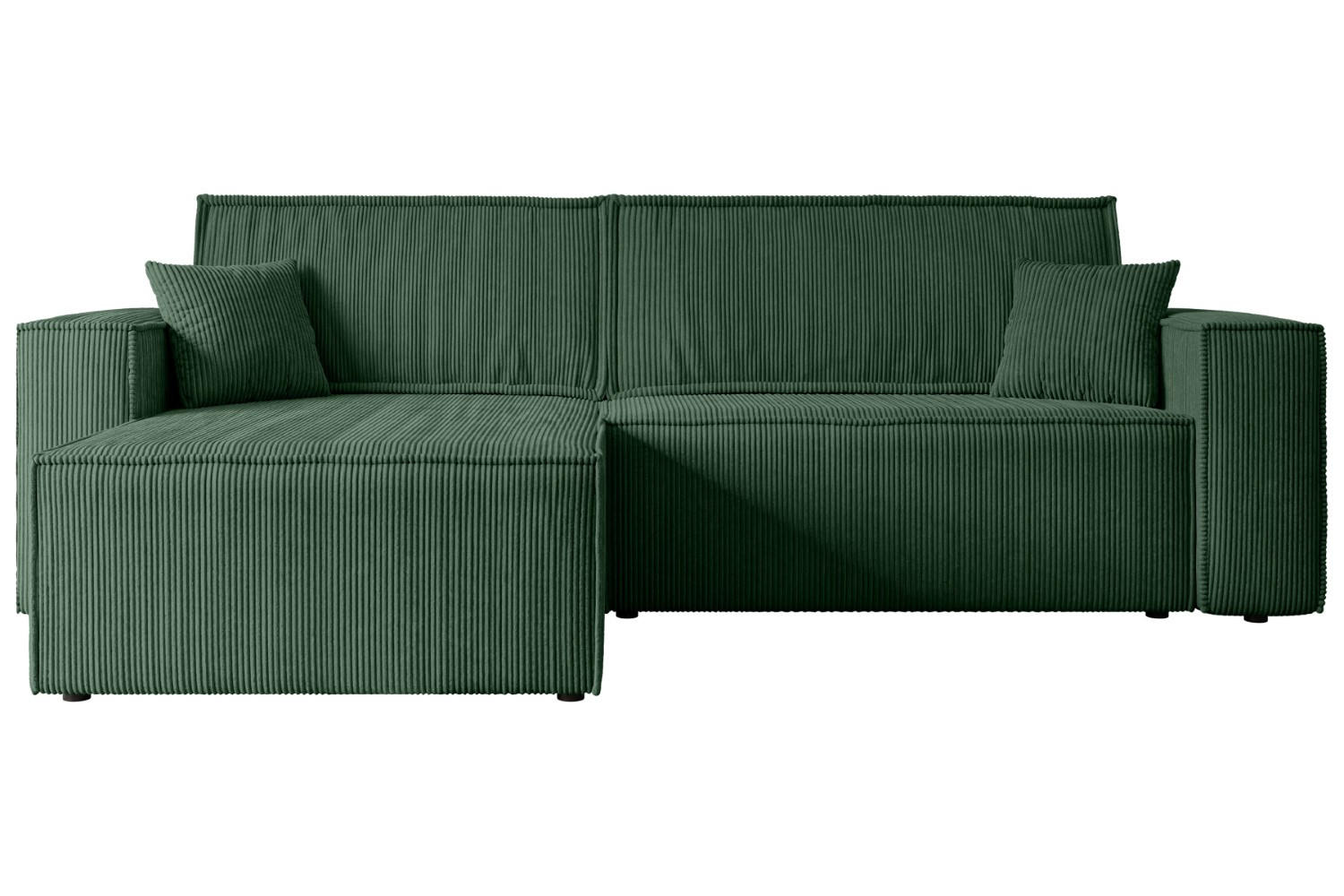 ECKSOFA mit Schlaffunktion und Bettkasten CELTIC-XL - 277x143x83 cm Grün Cord - Schwarz/Grün, Holzwerkstoff/Kunststoff (277/143cm) - ALTDECOR