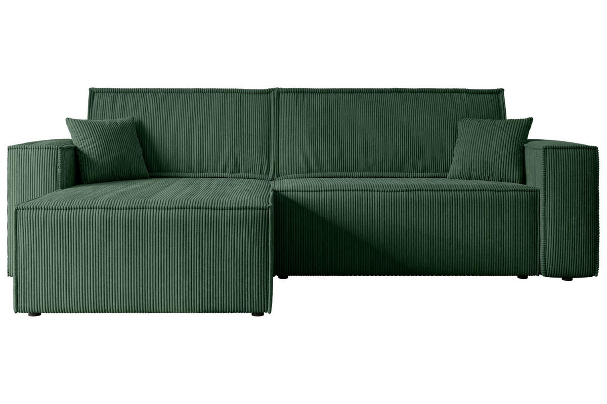 ECKSOFA mit Schlaffunktion und Bettkasten CELTIC-XL - 277x143x83 cm Grün Cord - Schwarz/Grün, Holzwerkstoff/Kunststoff (277/143cm) - ALTDECOR