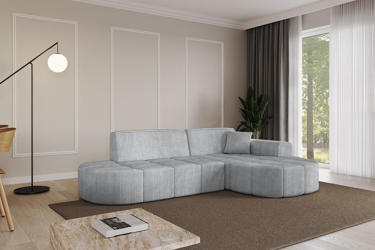 ECKSOFA Ottomane Rechts LIVO-L1 - 252x173x79,5 cm Grau - Grau, Holzwerkstoff/Textil (252/173cm) - ALTDECOR