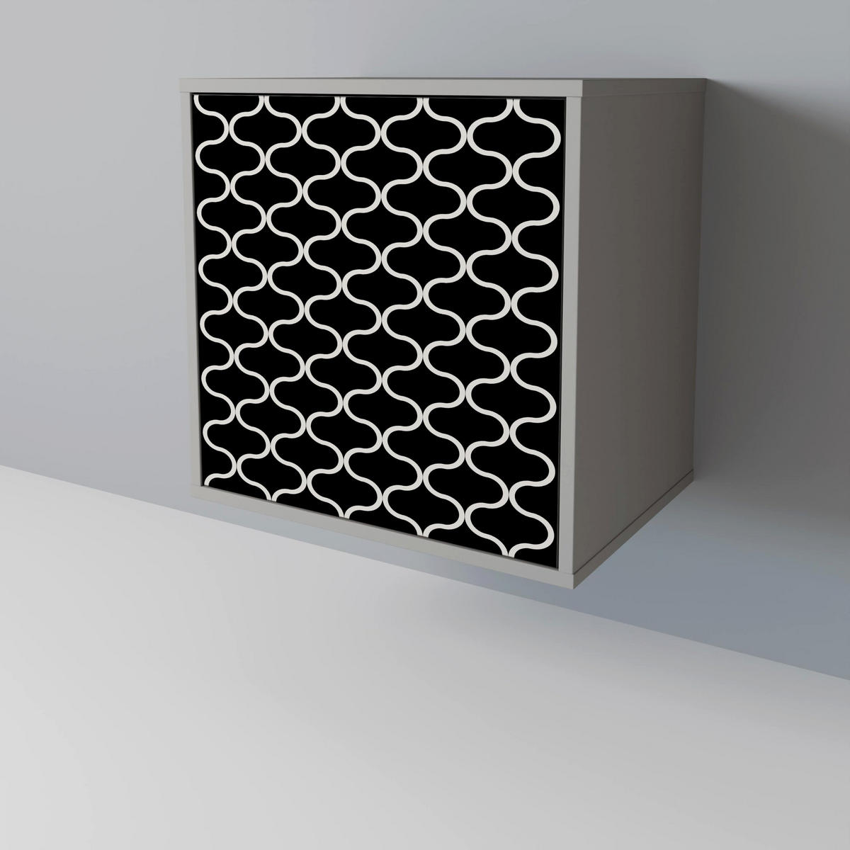 SIDEBOARD TESSELATED BLACKNESS, Grau, 57,5x42x75,5 cm, Goldfarbene Metallfüße - Goldfarben/Multicolor, Holzwerkstoff/Metall (57.5/75.5/42cm) - SpaceRebels