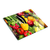 GLASPLATTE 60x52 cm Gemüse und Obst - Multicolor, Glas (60/0.4/52cm) - TULUP