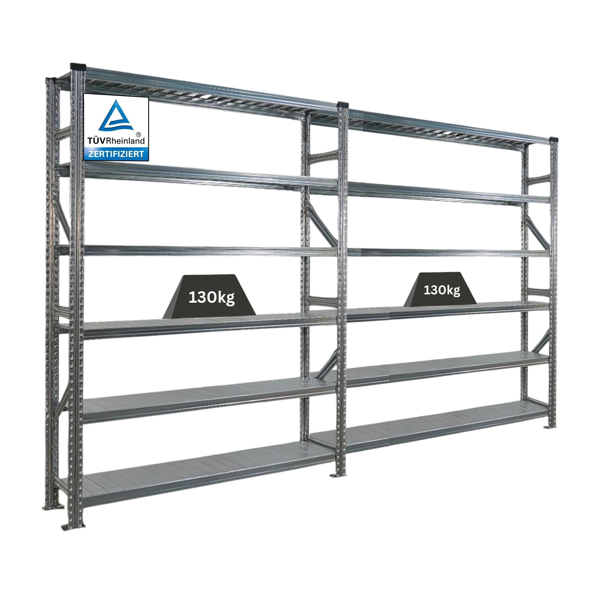 Proregal Fachbodenregal Silber 300x210x50 cm