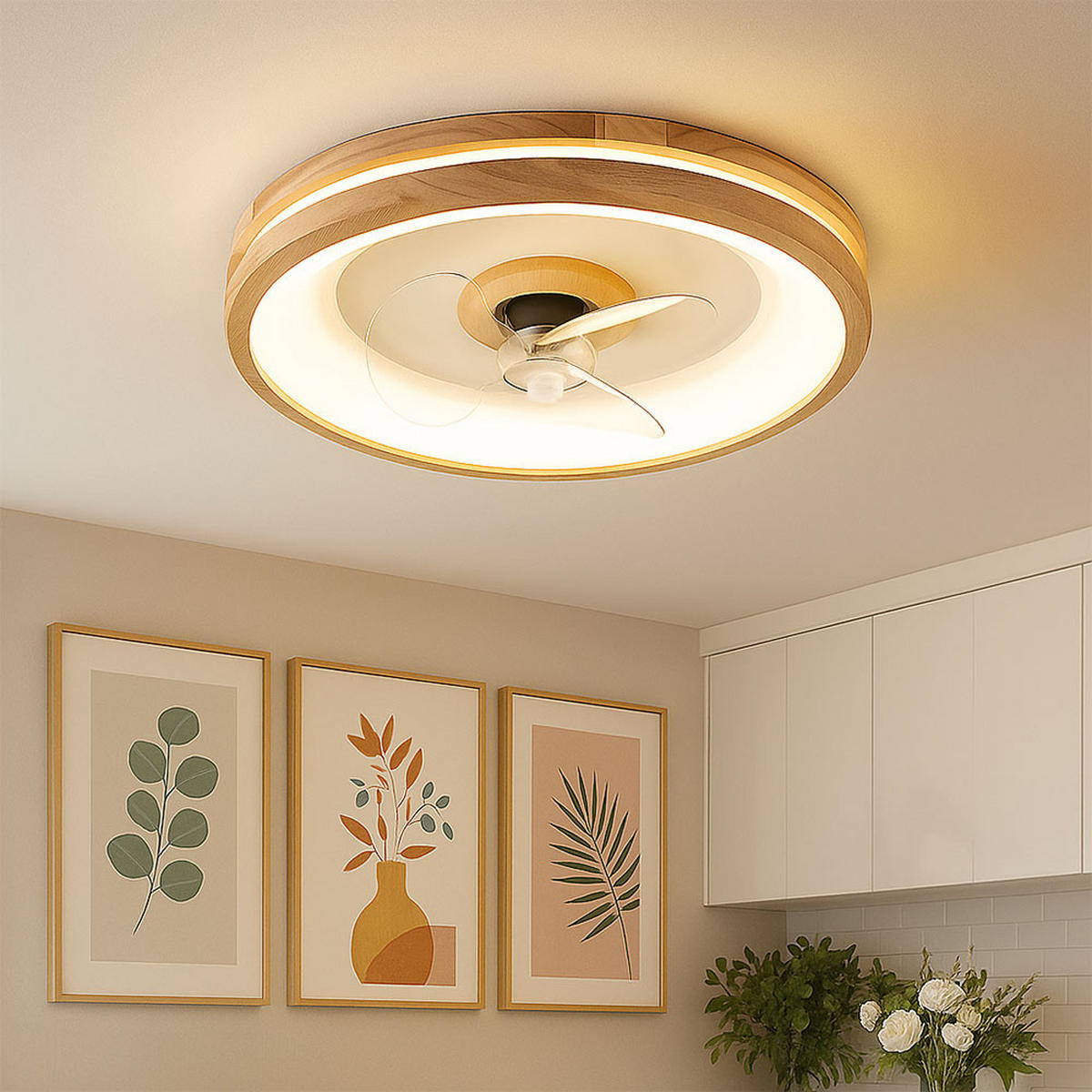 LED DECKENLEUCHTE Braun Holzoptik - Braun, Holz (50/50/12.5cm) - Globo Lighting