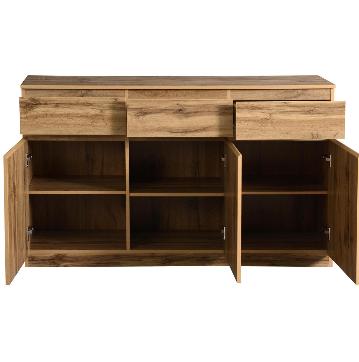 SIDEBOARD 135/40/81 cm in Holzoptik mit 3 Türen und 3 Schubladen - Naturfarben, Holzwerkstoff (135/81/40cm) - Flora Grace