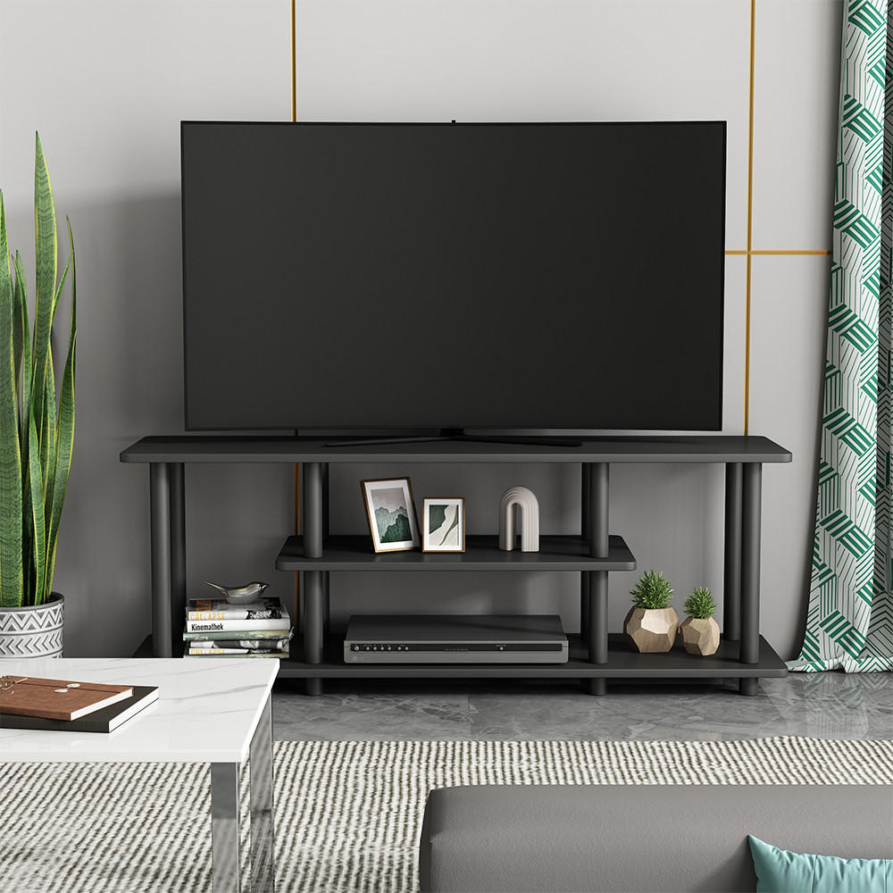 LOWBOARD Cesaro Schwarz 110 x 41.5 cm mit offenen Regalen - Schwarz, Holzwerkstoff (110/41.5/30cm) - Vicco