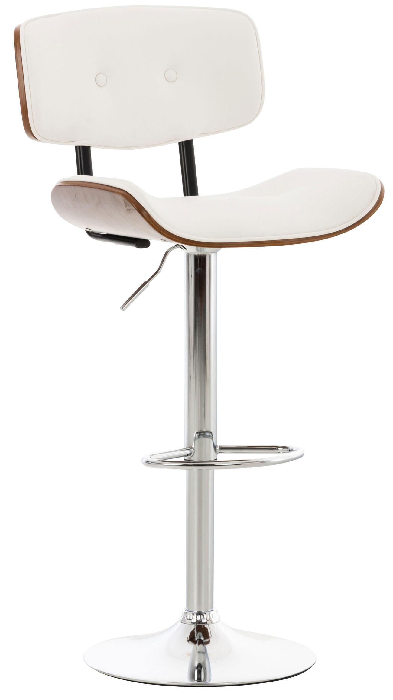 BARHOCKER Lederlook walnuss/weiß - Chromfarben/Walnussfarben, Textil/Metall (50/94/56cm) - CLP
