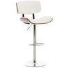 BARHOCKER Lederlook walnuss/weiß - Chromfarben/Walnussfarben, Textil/Metall (50/94/56cm) - CLP