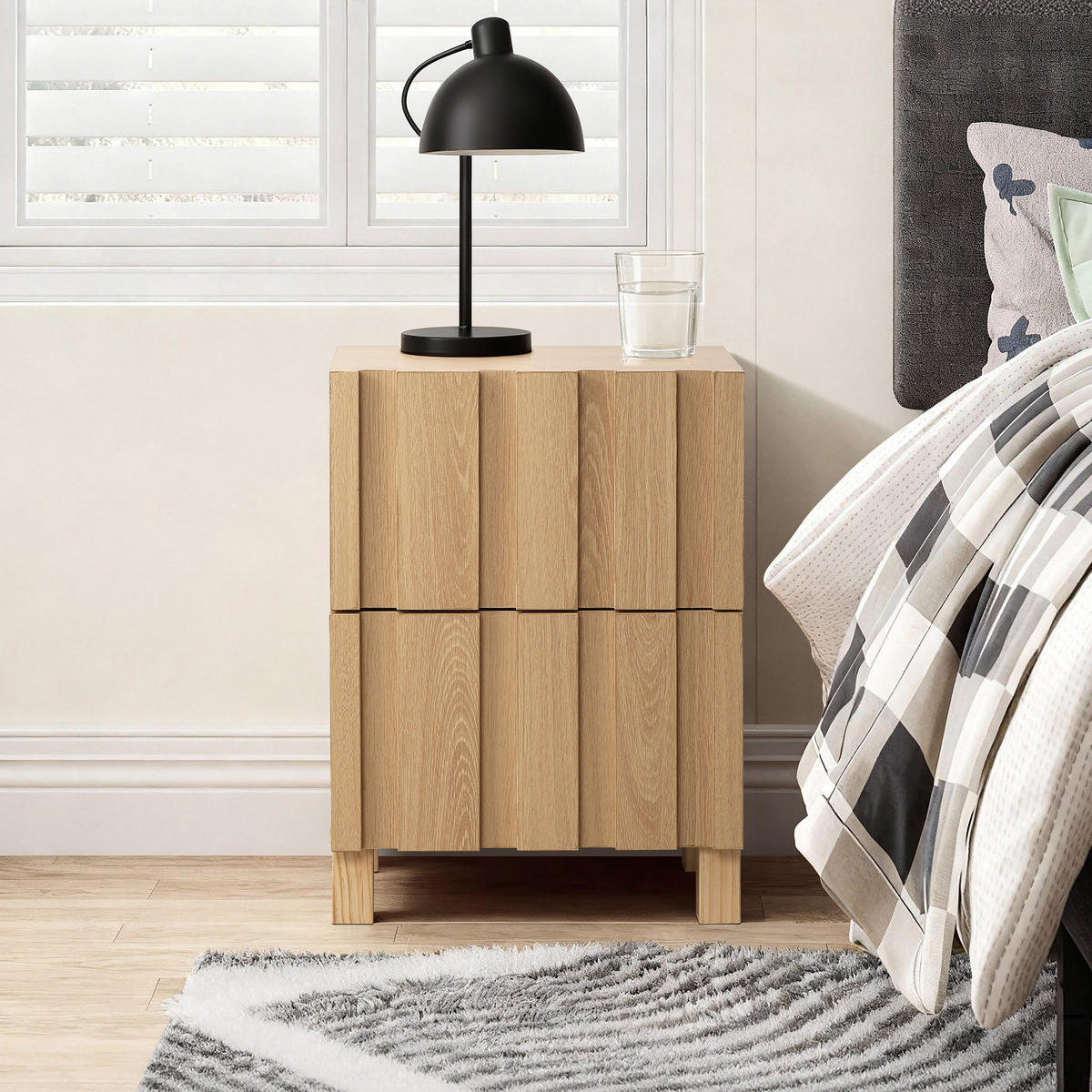 NACHTTISCH Modern mit 2 Schubladen, Eichenfarben, Spanplatte | B40 x T30 x H55 cm - Eichefarben, Holz (40/55/30cm) - Hometopia