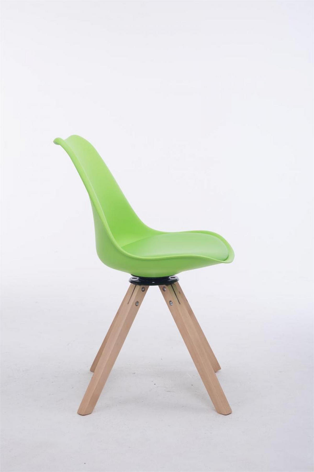 DREHSTUHL Lederlook grün - Eukalyptusholzfarben/Grün, Holz/Textil (48/84/56cm) - CLP