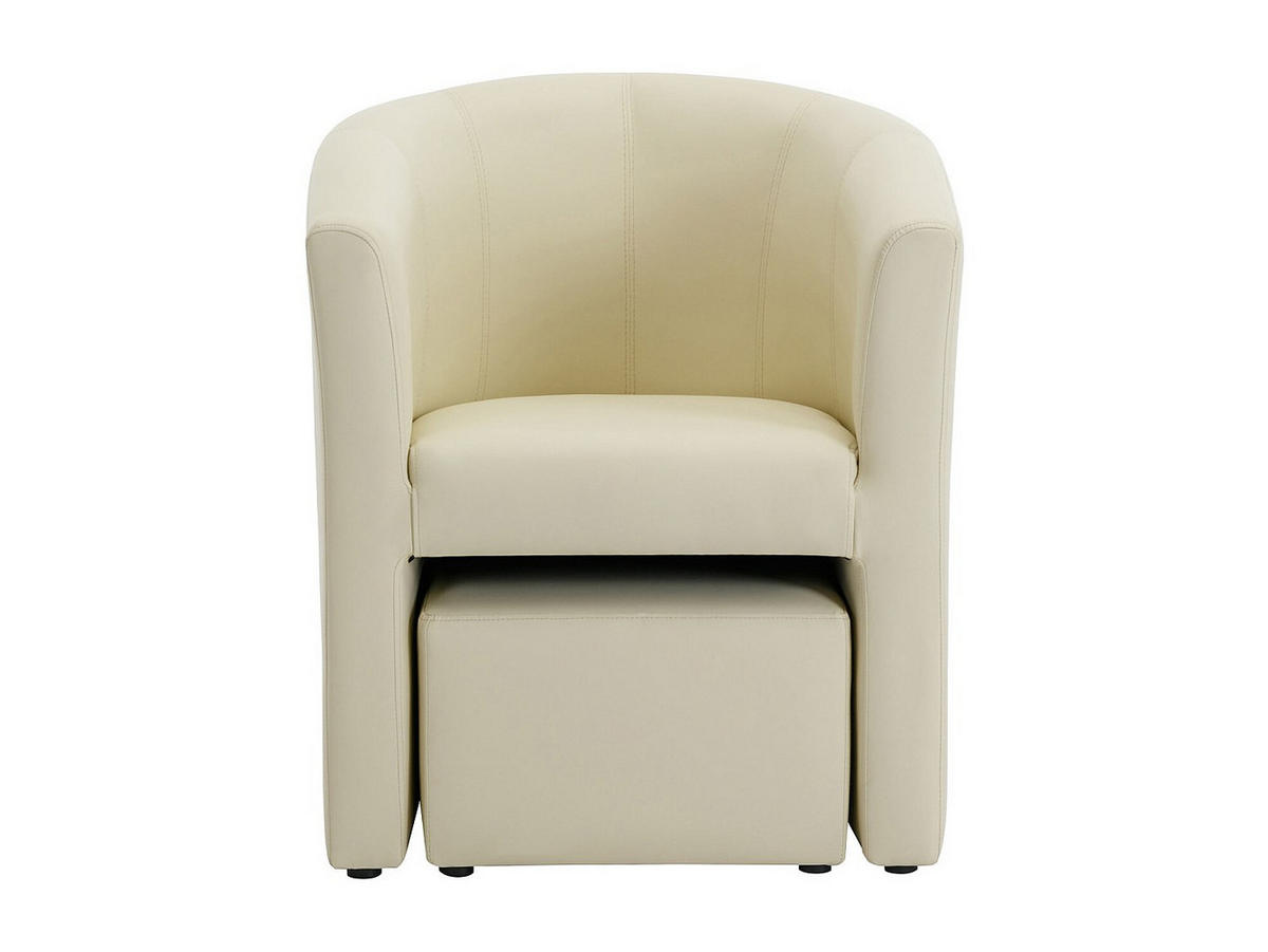 LOUNGE-SESSEL & Hocker - Kunstleder - Beige - JOVANA - Beige, Leder (65/74/64cm) - Vente-Unique