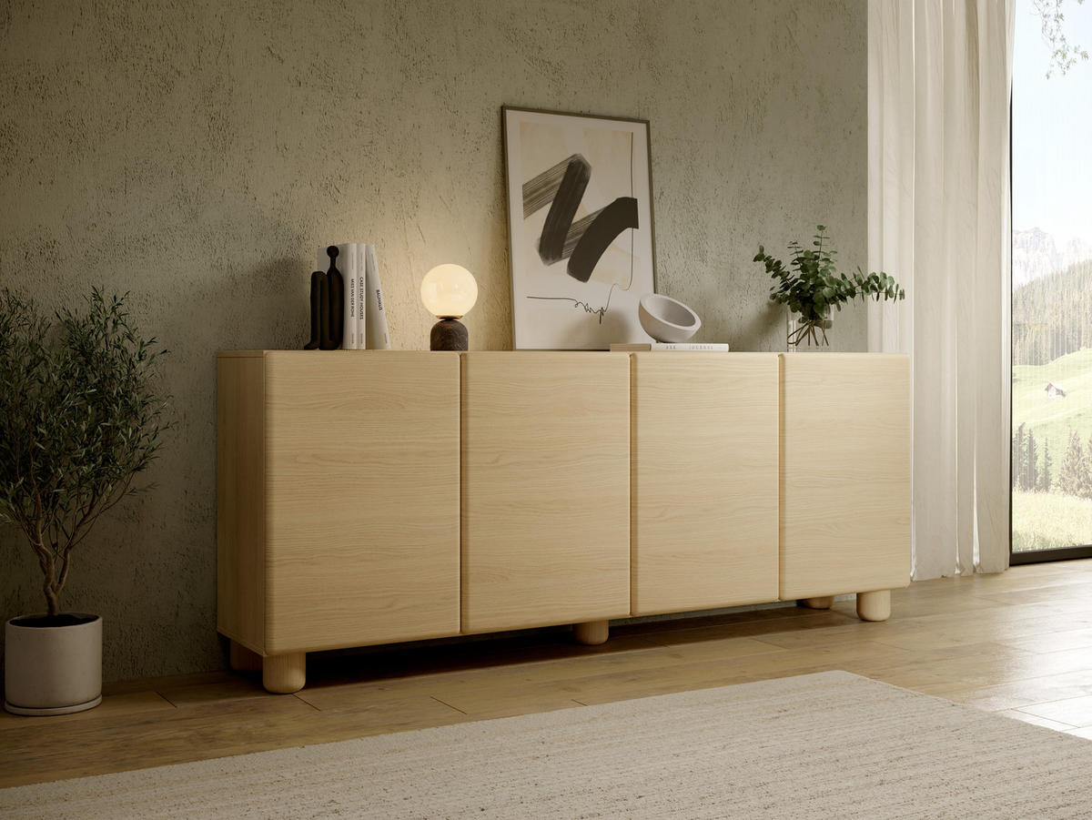 KOMMODE: Vicenza-Eiche, 199,7 x 80,2 x 38 cm - Eichefarben, Holzwerkstoff (199.7/80.2/38cm) - 3XE LIVING