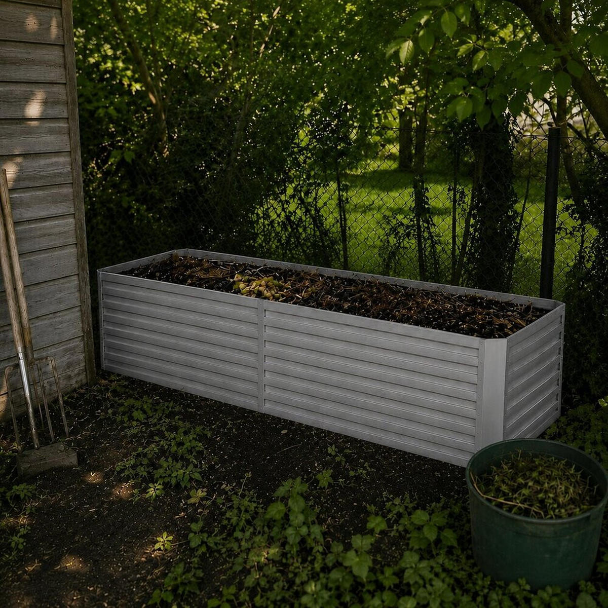 KOMPOSTER Garten, Silber, 270 x 90 cm - Silberfarben, Metall (270/60/90cm) - Vicco