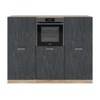 KÜCHENBLOCK R-Line Schwarz Beton/Goldkraft Eiche 180 cm ohne AP - Honigeiche/Schwarz, Holzwerkstoff (180/81.6/46cm) - Vicco