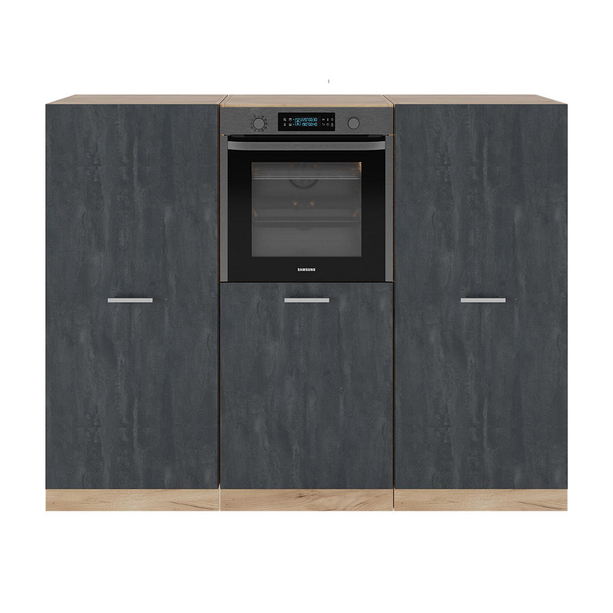KÜCHENBLOCK R-Line Schwarz Beton/Goldkraft Eiche 180 cm ohne AP - Honigeiche/Schwarz, Holzwerkstoff (180/81.6/46cm) - Vicco