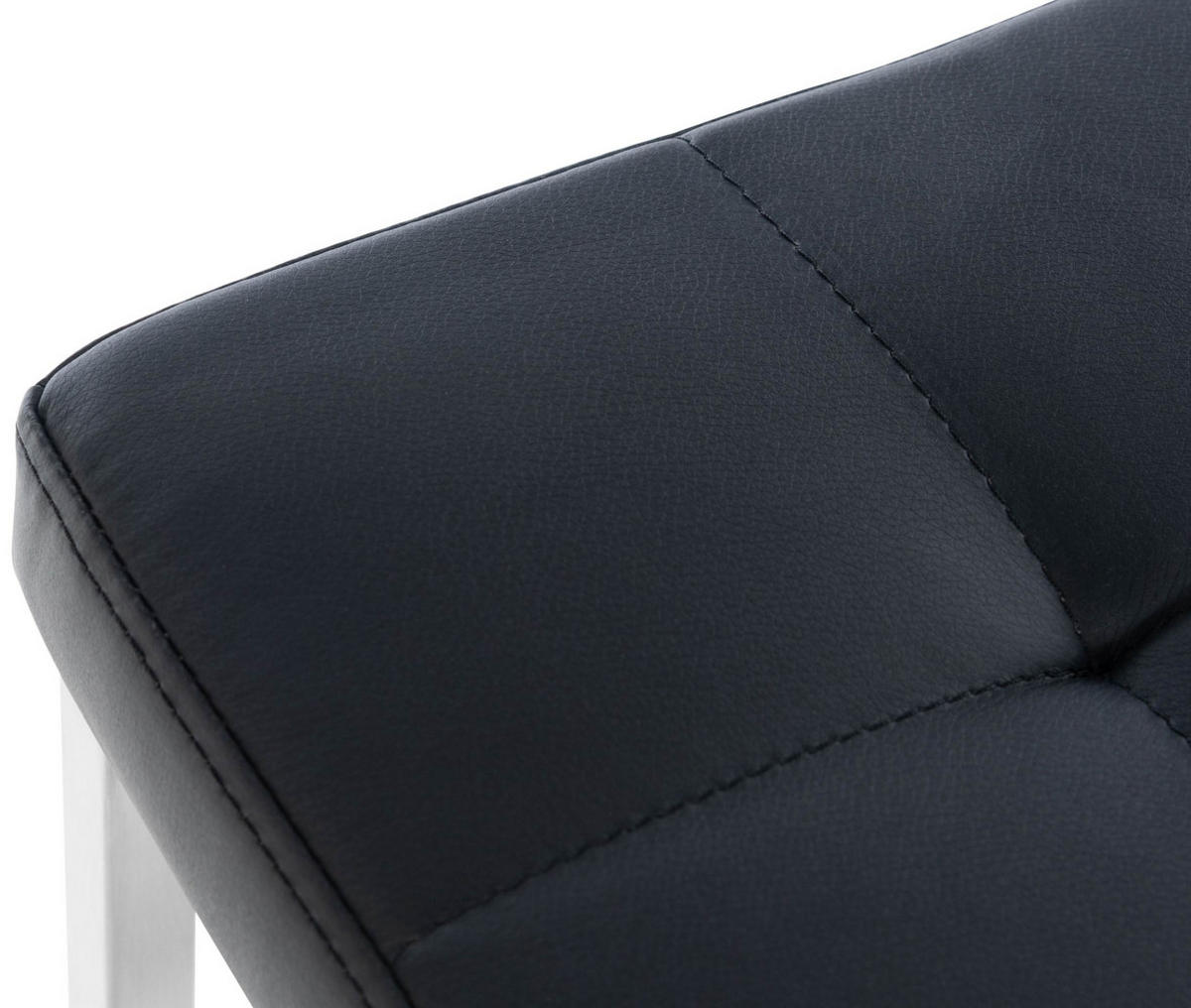 SITZWÜRFEL 2er Set Lederlook schwarz - Edelstahlfarben/Schwarz, Textil/Metall (40/48/40cm) - CLP