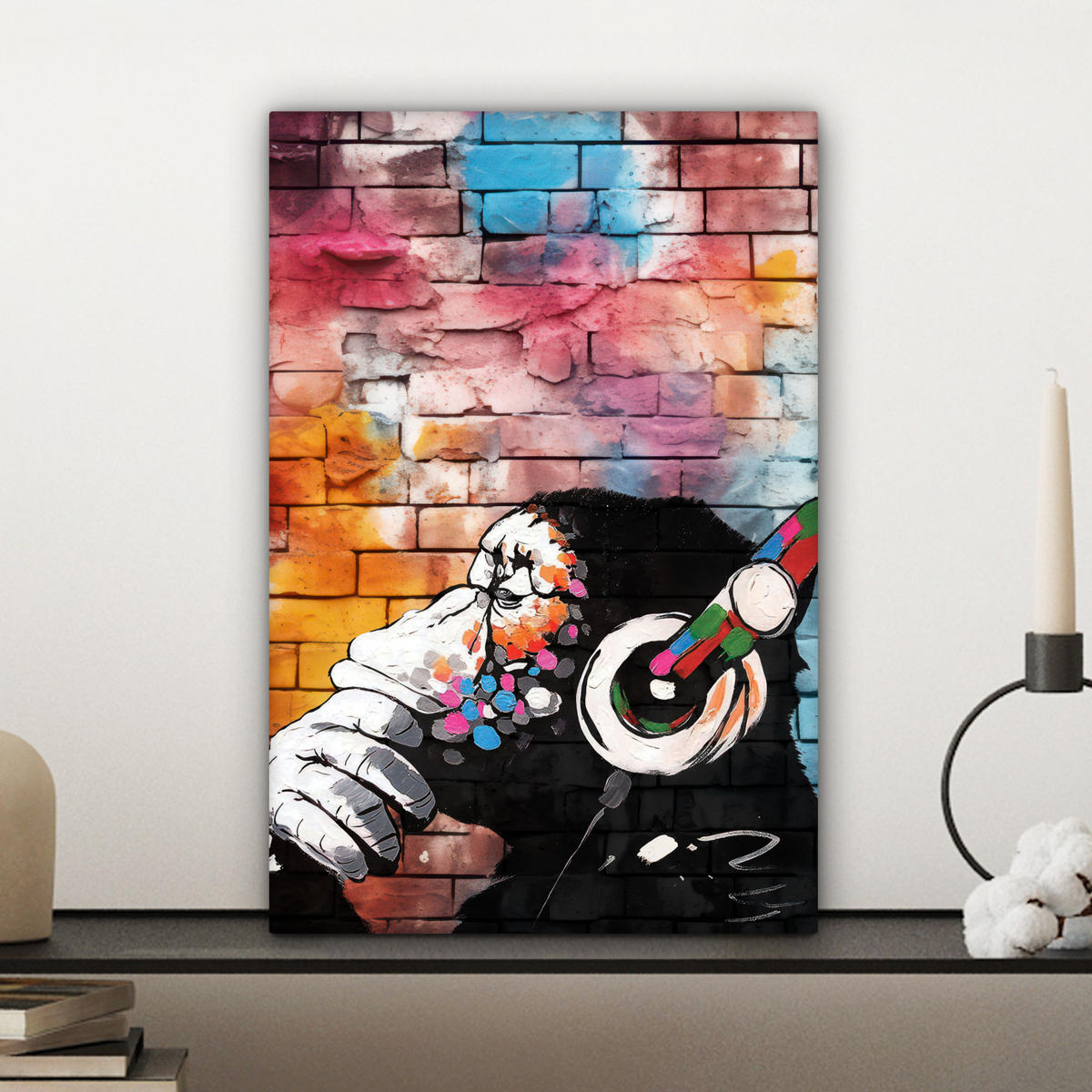 LEINWANDBILD Affe - Graffiti - Musik 20x30 cm - Multicolor, Textil (20/30cm) - MuchoWow