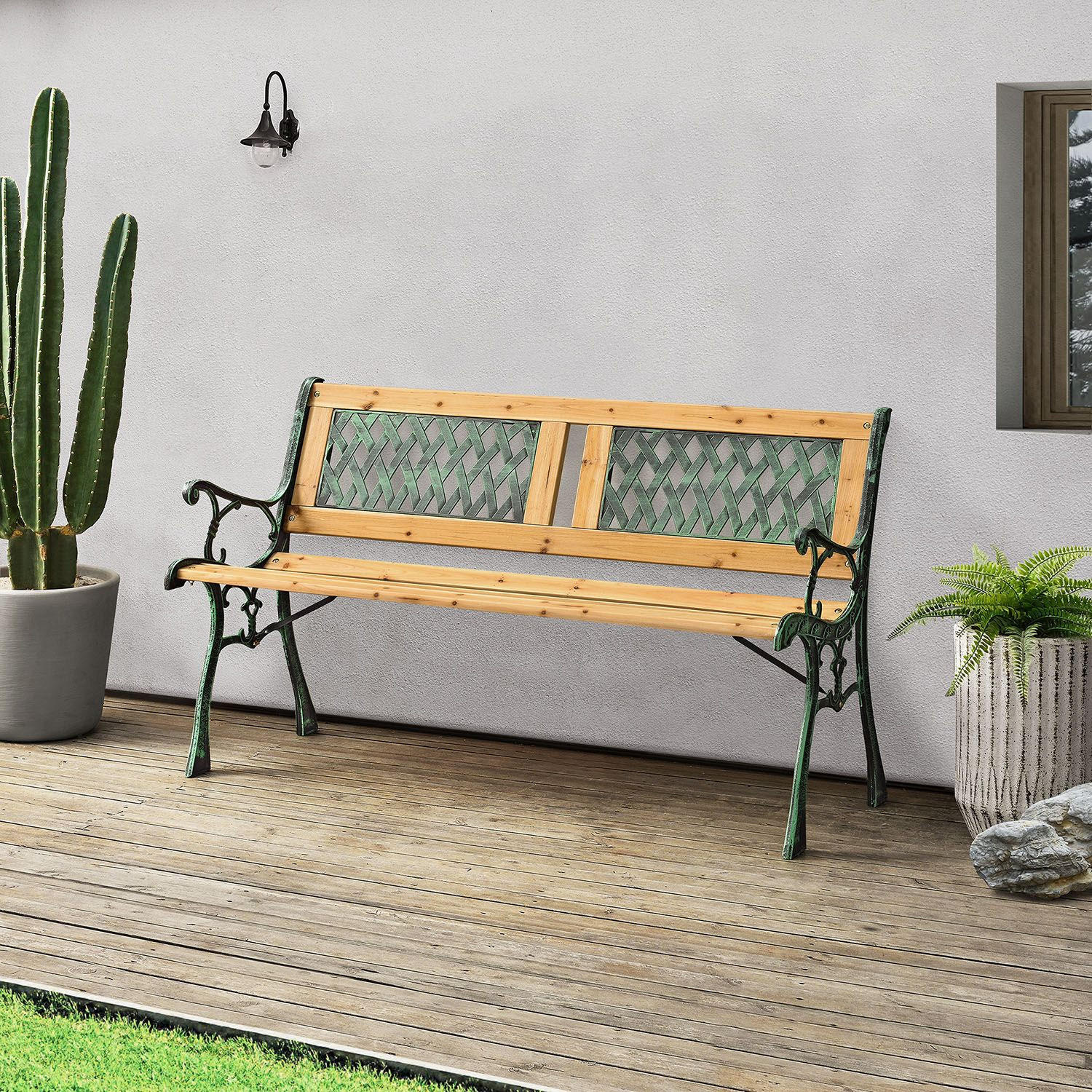 GARTENBANK Sanremo 2-Sitzer - Braun, Holz (122/73/54cm) - Juskys