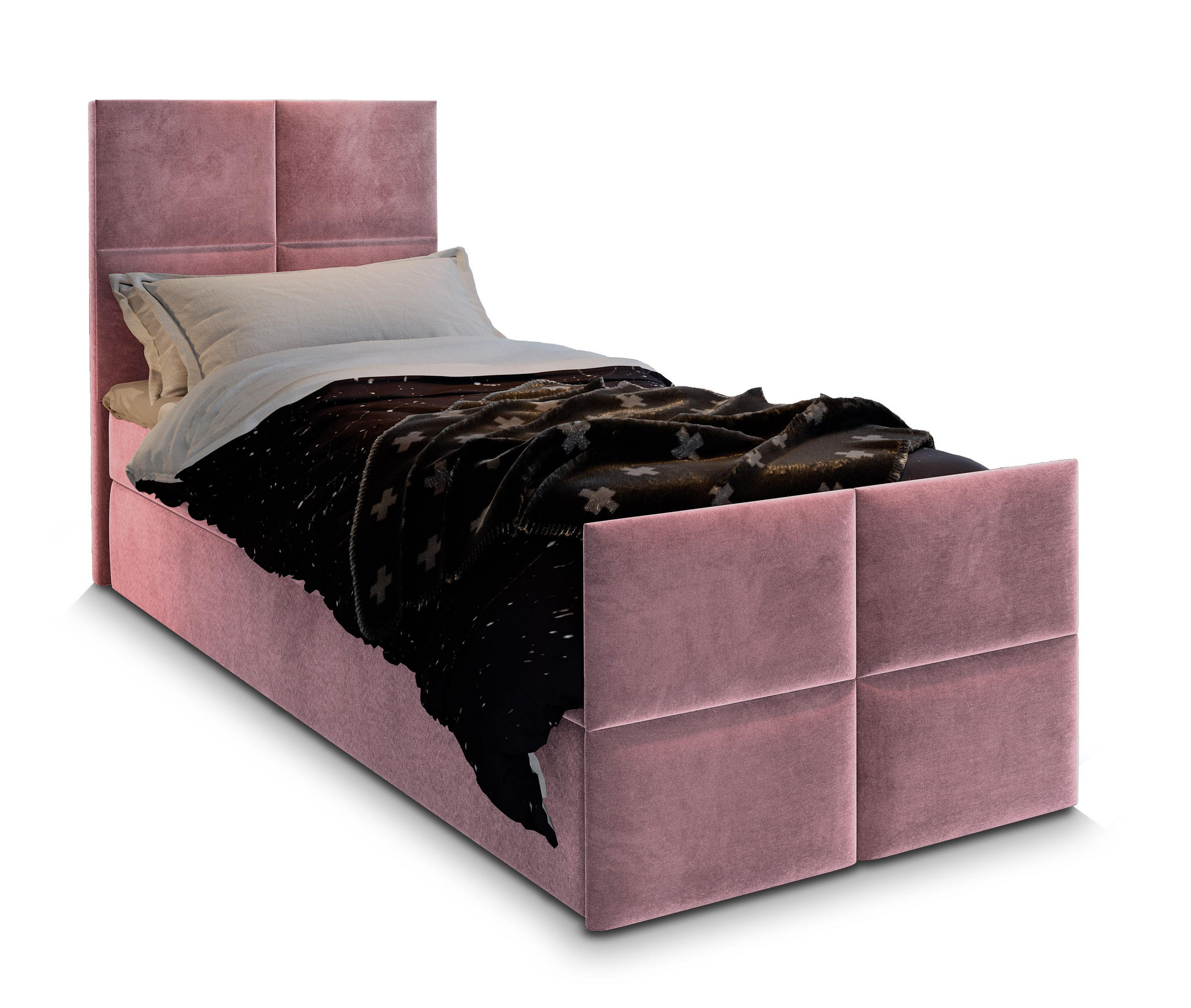 BOXBETT ARIEL 90 90x200 cm mit Matratze und Topper - Rosa - Rosa, Holz (90/200cm) - MASSENO