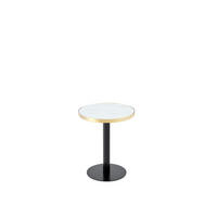 BEISTELLTISCH DE-37359 rund mit Marmoroptik und Goldrand Weiß - Weiß, Metall (60/60/74cm) - ComfortXL