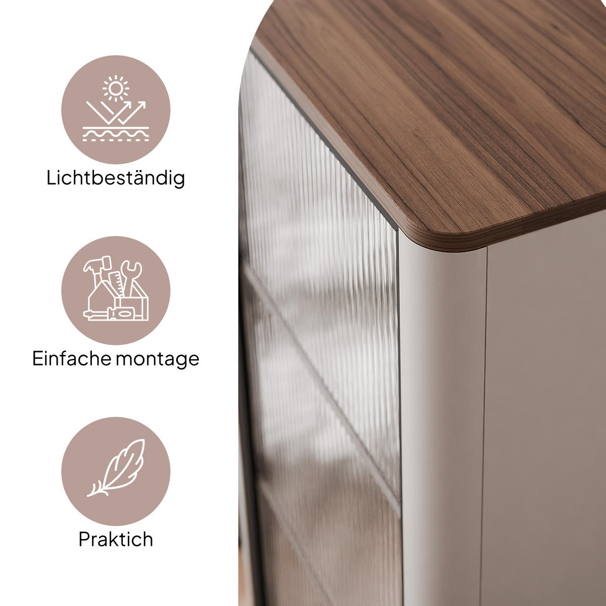 VITRINE NAVANI 60 cm Kaschmir Nussbaum - Nussbaumfarben/Schwarz, Holzwerkstoff/Metall (60/191/40cm) - Idohome