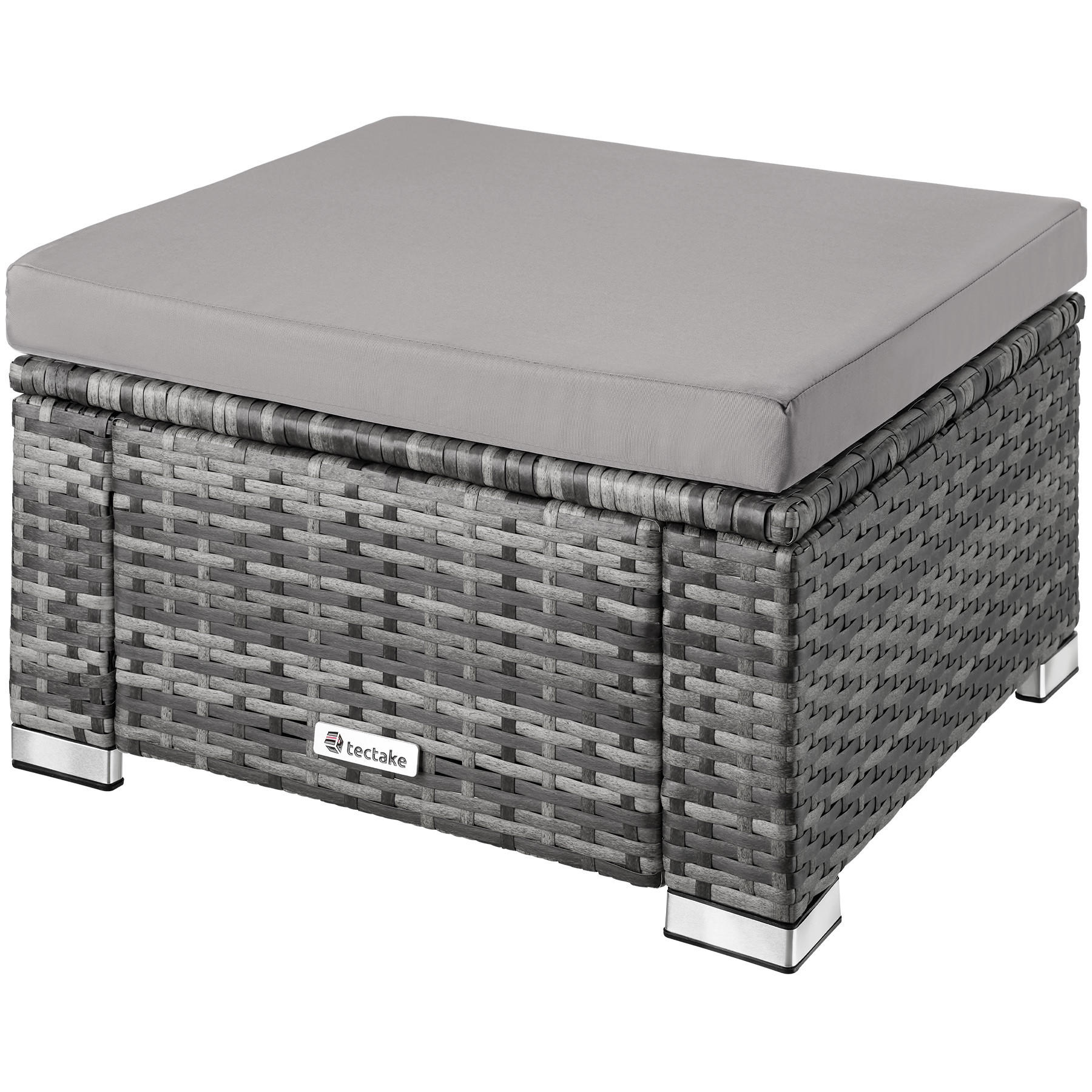 RATTAN-SITZHOCKER Bitonto,53 x 53 x 26 cm, grau - Grau, Kunststoff (53/26/53cm) - tectake