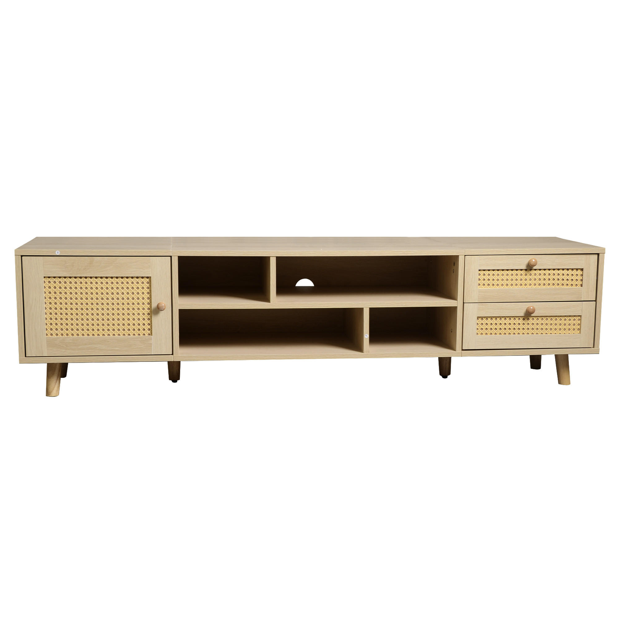 TV-LOWBOARD Rattan Eichefarben 160/39/40.5 cm - Eichefarben, Holz (160/40.5/39cm) - PANGIVO