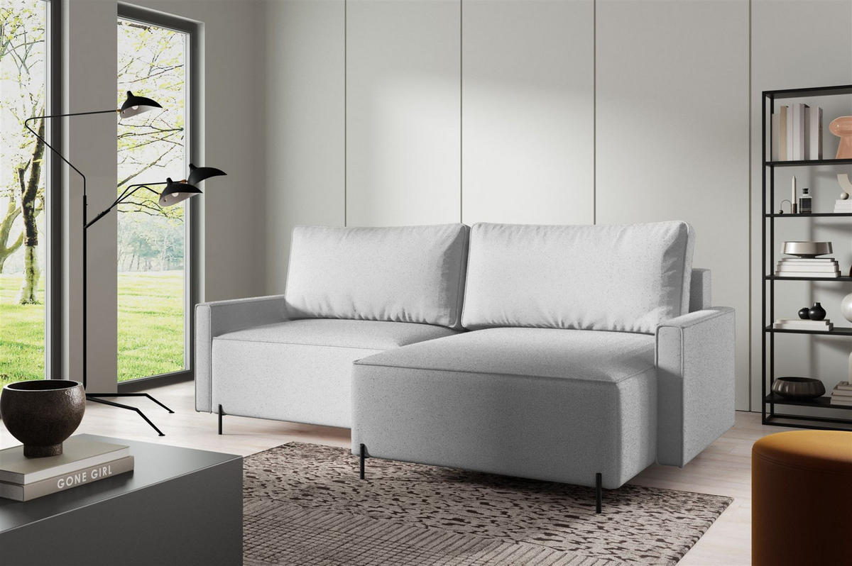 ECKSOFA Braga Mit Schlaffunktion - Hellgrau, Holzwerkstoff/Textil (229/148cm) - Fun Möbel