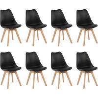 ESSZIMMERSTUHL 8-teiliges Set Schwarz mit Massivholzbeinen - Schwarz, Holz (47.5/82/41cm)
