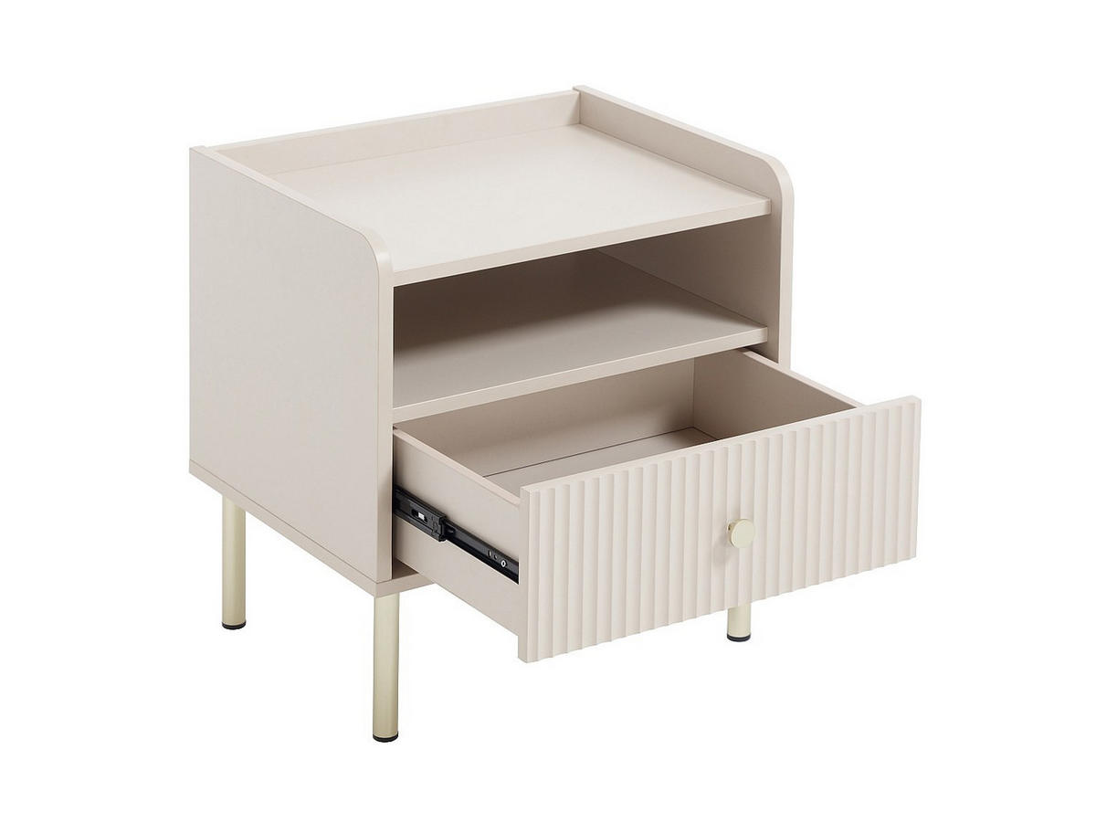 NACHTTISCH 2er-Set mit 1 Schublade und 1 Nische - Beige und Gold - LUNAOR - Beige, Holz (50/54/40cm) - Vente-Unique