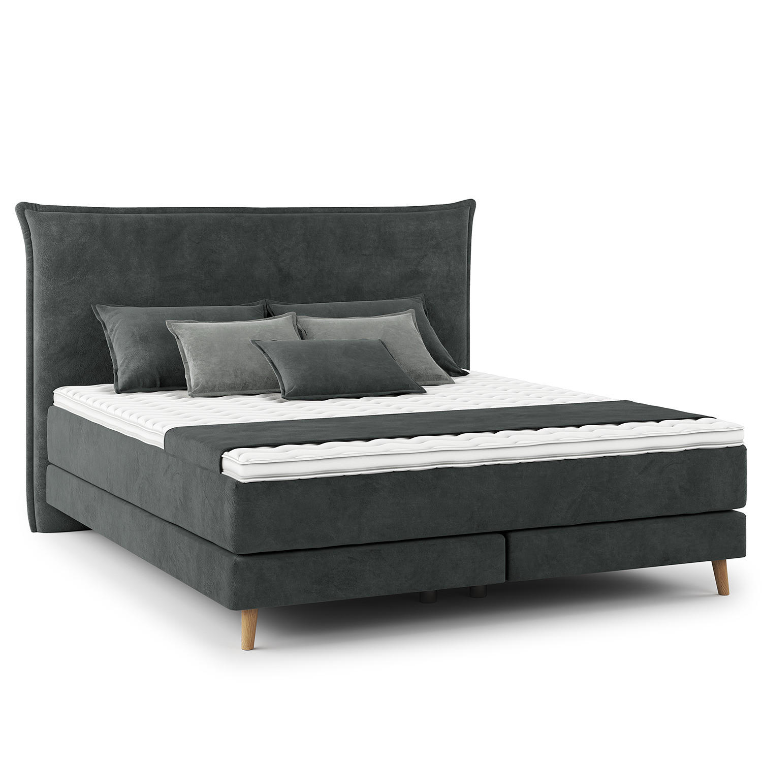 BOXSPRINGBETT - Klassisch - Dunkelblau, Holz (180/200cm) - home24