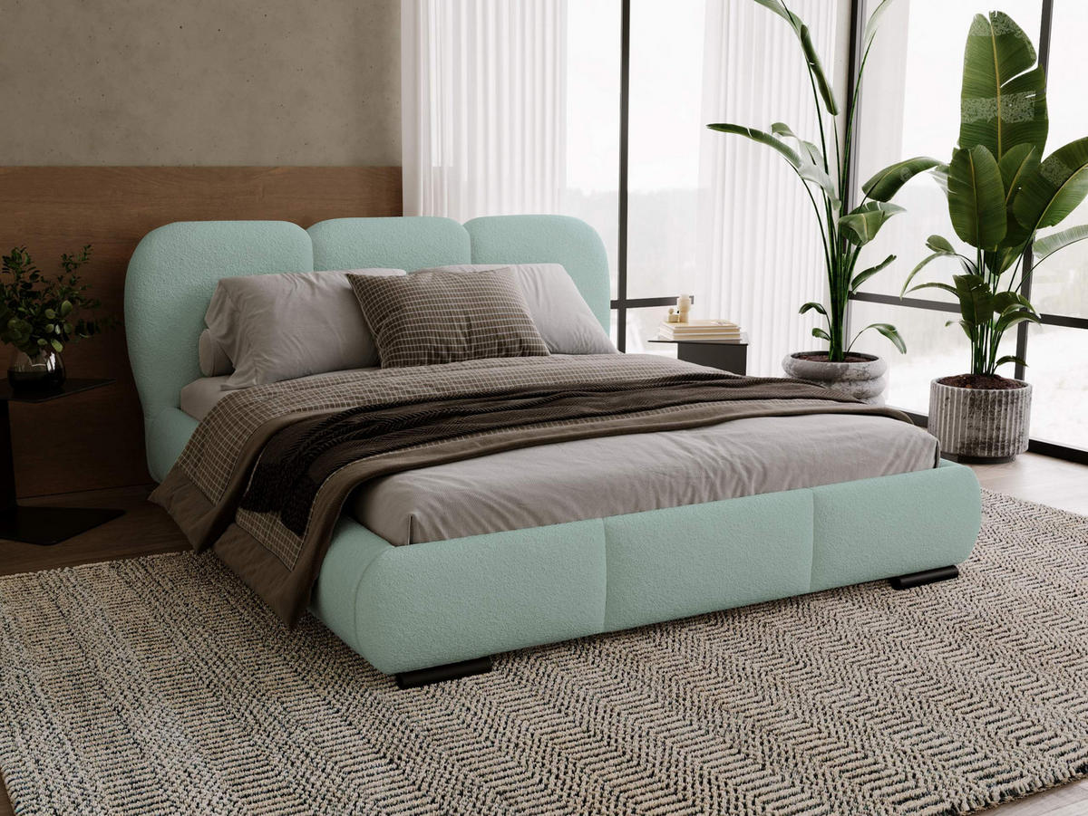 POLSTERBETT Rosa - Eichefarben/Schwarz, Holz/Textil (200/200cm) - MIRJAN24