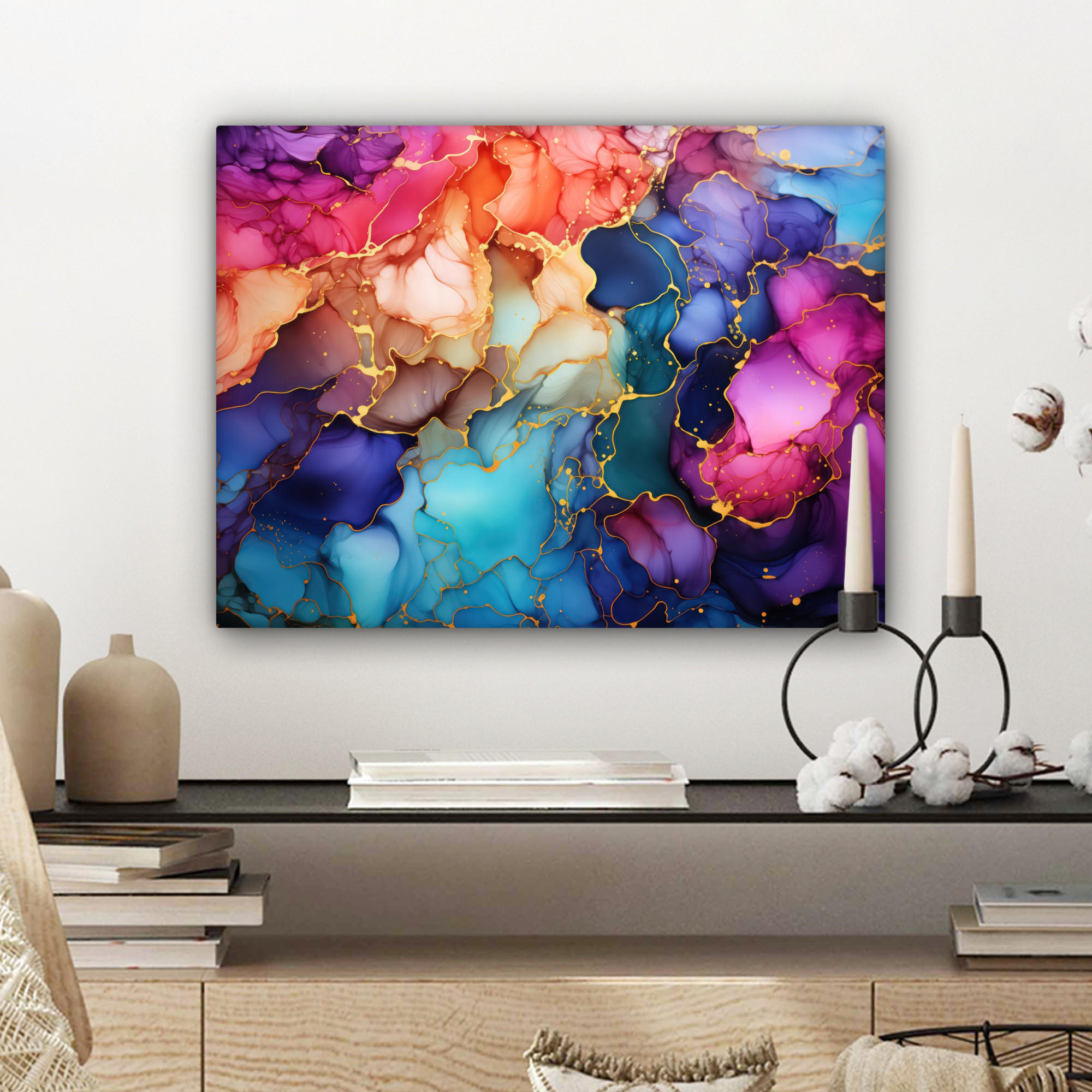 LEINWANDBILD Marmor - Bunt - Abstrakt 40x30 cm - Multicolor, Textil (40/30cm) - MuchoWow