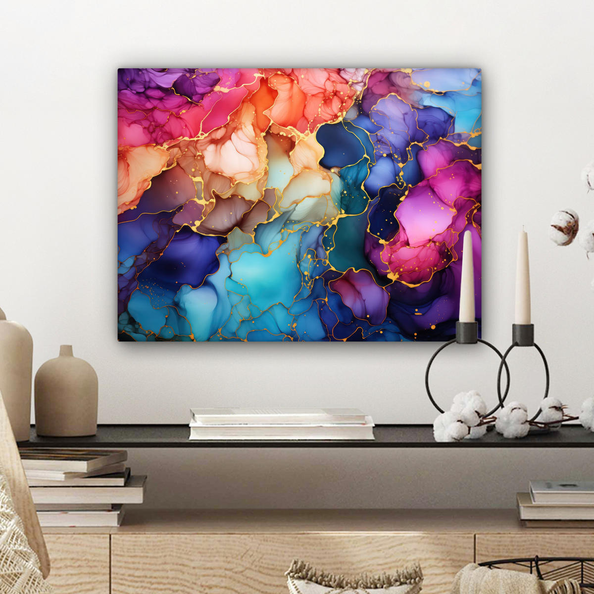 LEINWANDBILD Marmor - Bunt - Abstrakt 40x30 cm - Multicolor, Textil (40/30cm) - MuchoWow