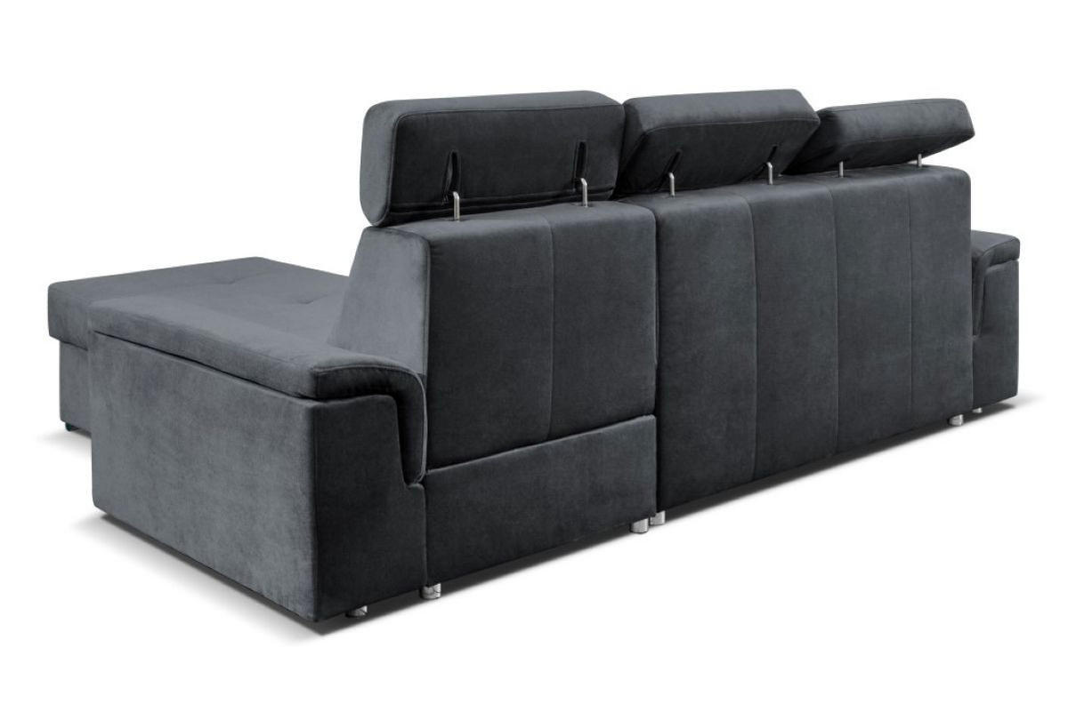 ECKSOFA Monaco L-Form mit Schlaffunktion und Bettkasten 245 cm, dunkelgrau - Dunkelgrau, Holz/Kunststoff (245/163cm) - Margaret Hadas24