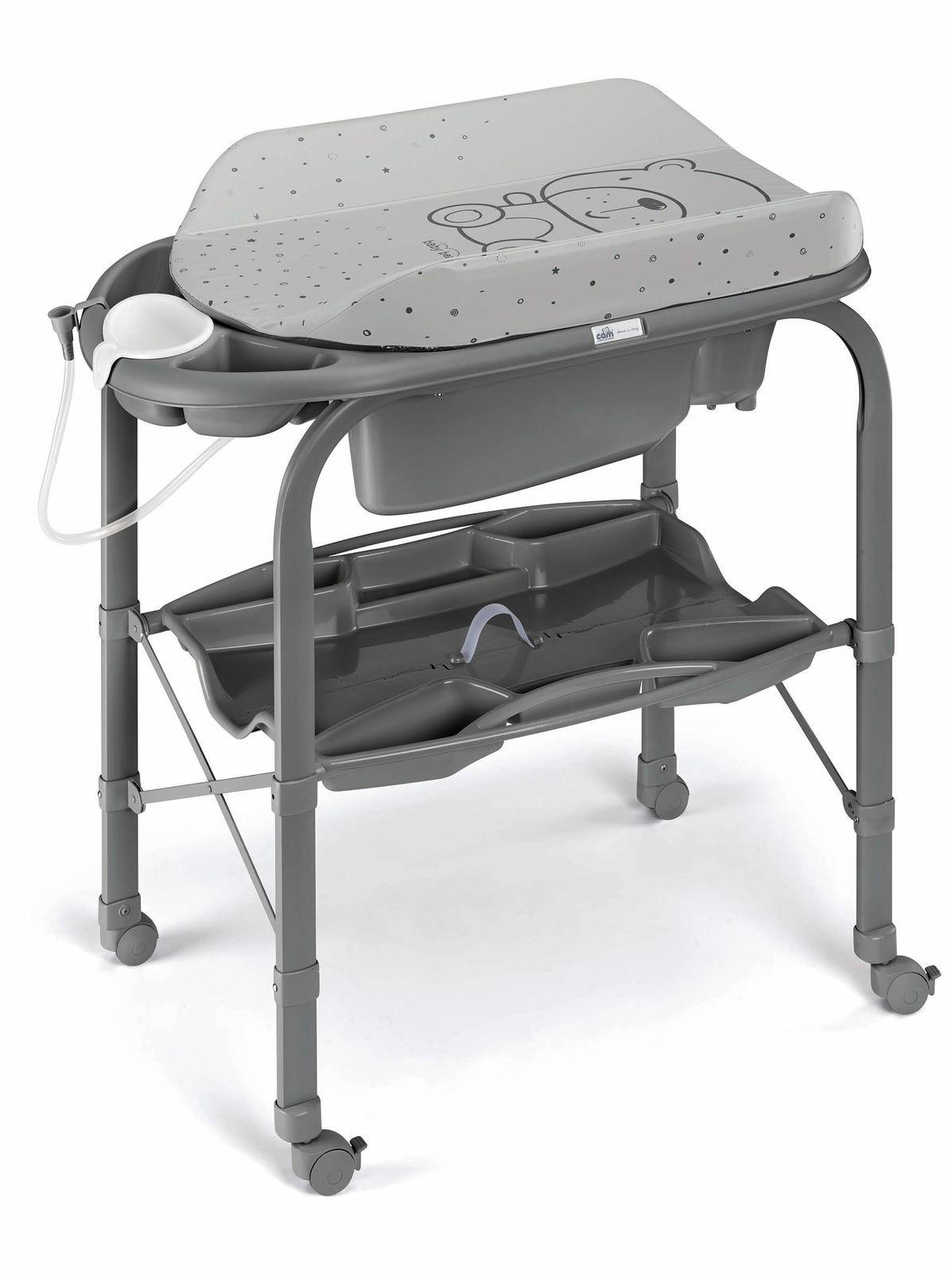 WICKELTISCH mit Badewanne Bagnetto Cambio | für 0-12 Monate | Grau | inklusive Wickelauflage - Grau, Kunststoff/Textil (82/30/110cm) - Cam il Mondo del Bambino S.p.A.