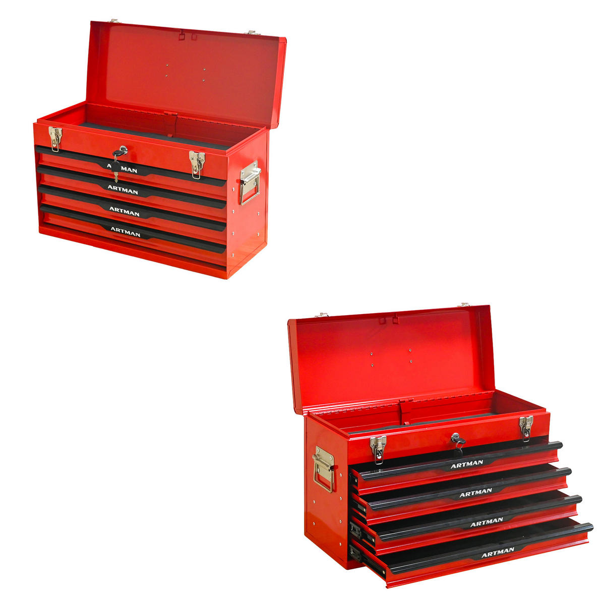 WERKZEUGKISTE 20 Zoll mit 3 Schubladen, pulverbeschichteter Stahl, Rot - Rot, Metall (22.3/34.5/53.2cm) - Novahome